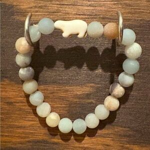 NWOT, Fahlo, Beaded Stone Bracelet with Polar Bear Charm, Skystone Color